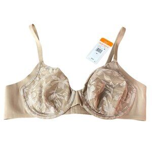 Warner's Blissful Benefits Unlined Underwire Bra Tan Beige Neutral Sz 38D